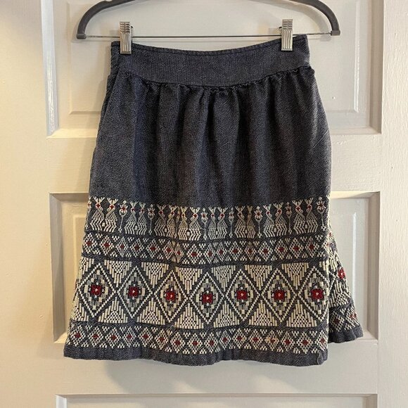 Lucky Brand Dresses & Skirts - Lucky Brand embroidered a-line chambray denim skirt XS